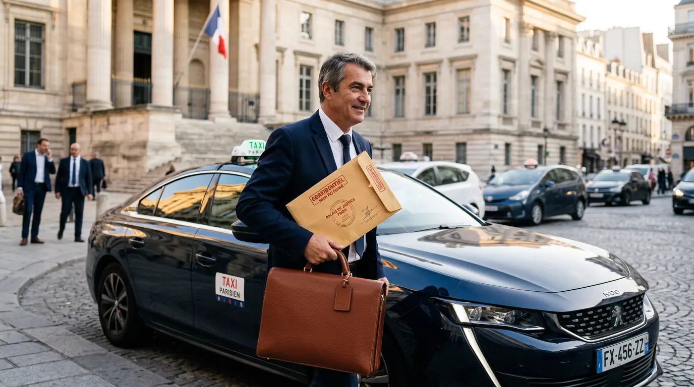 Pli confidentiel remis en main propre après une livraison longue distance en taxi