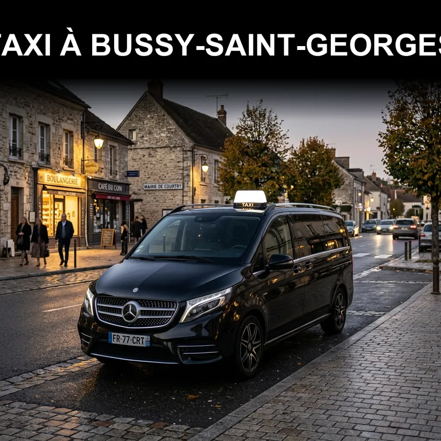 Taxi Bussy-Saint-Georges – chauffeur privé RER A vers Disneyland Paris, CDG, Orly depuis Bussy-Saint-Georges (77600)